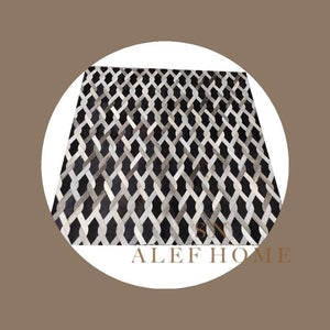 Handmade Cowhide Patchwork Rug: Rustic Farmhouse Leather Carpet - Alef home