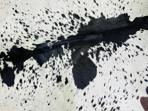 Black & White Cowhide Patchwork Rug: Hair-On Leather Farmhouse Decor - Alef home