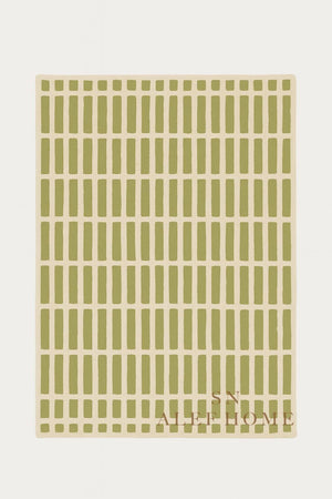 Handmade Olive Green Wool Rug: Modern Textured Grid Carpet - Alef home