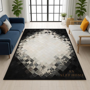 Black and White Cowhide Patchwork Rug: Handmade Hair-On Leather - Alef home