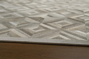 Geometric Cowhide Patchwork Rug: Handmade Hair-On Leather Carpet - Alef home