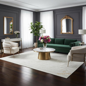 Handmade White Cowhide Rug: Chevron Patchwork, Hair-On Leather Carpet - Alef home