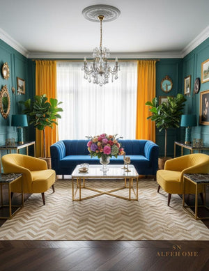 Beige Chevron Cowhide Rug: Hair-On Leather Patchwork Carpet - Alef home