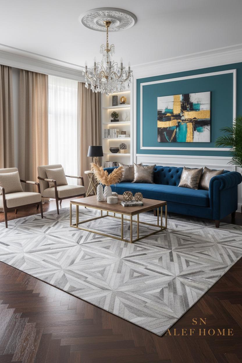 Grey Cowhide Starburst Rug – Handmade Hair-On Leather Patchwork Carpet for Modern Home Décor - Alef home