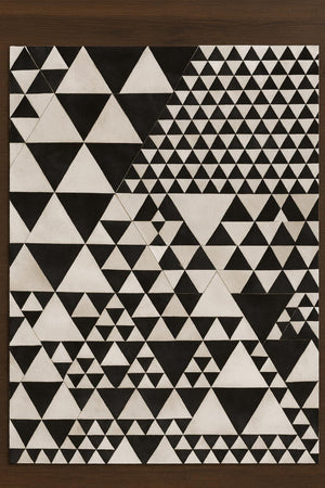 Handmade Chevron Cowhide Rug: Modern Patchwork Hair-On Leather Carpet - Alef home