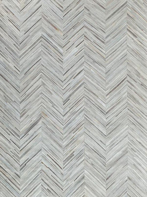 Light Grey Chevron Cowhide Rug – Handmade Hair-On Patchwork Leather Carpet for Modern Home Decor