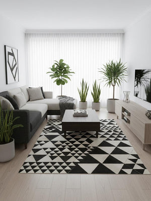 Handmade Chevron Cowhide Rug: Modern Patchwork Hair-On Leather Carpet - Alef home