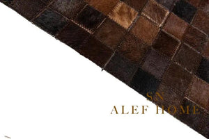 Dark Brown Cowhide Patchwork Rug – Handmade Mosaic Design Hair-On Leather  Carpet - Alef home