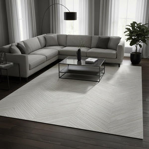 Beige Chevron Cowhide Patchwork Rug – Handmade Hair-On Leather Carpet for Home Décor - Alef home