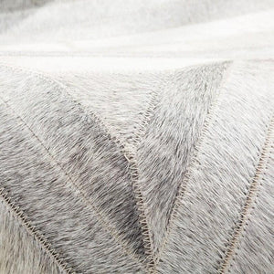 Grey Cowhide Starburst Rug – Handmade Hair-On Leather Patchwork Carpet for Modern Home Décor - Alef home