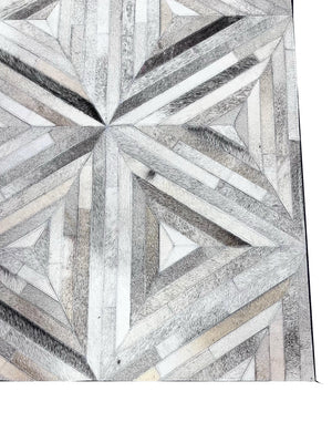 Grey Cowhide Starburst Rug – Handmade Hair-On Leather Patchwork Carpet for Modern Home Décor - Alef home