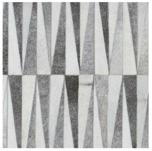 Grey Cowhide Patchwork Rug – Modern Geometric Luxury Hair-On Leather Carpet - Alef home