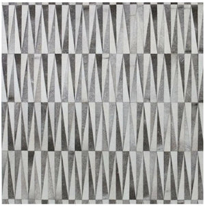 Grey Cowhide Patchwork Rug – Modern Geometric Luxury Hair-On Leather Carpet - Alef home