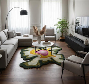 Hand-Tufted Wool Area Rug – Modern Abstract Wavy Pattern Carpet for Contemporary Home - Alef home