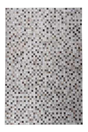 Grey Cowhide Patchwork Rug – Handmade Mosaic Design Hair-On LeatherCarpet for Home Décor - Alef home