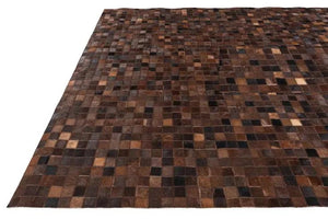Dark Brown Cowhide Patchwork Rug – Handmade Mosaic Design Hair-On Leather  Carpet - Alef home