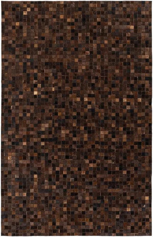 Dark Brown Cowhide Patchwork Rug – Handmade Mosaic Design Hair-On Leather  Carpet - Alef home