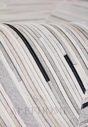 Luxury White Cowhide Rug – Handmade Chevron Leather Carpet For Home - Alef home