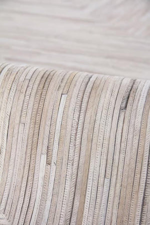 Beige Chevron Cowhide Patchwork Rug – Handmade Hair-On Leather Carpet for Home Décor - Alef home