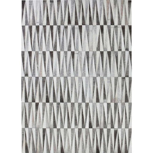 Grey Cowhide Patchwork Rug – Modern Geometric Luxury Hair-On Leather Carpet - Alef home