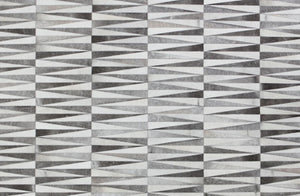 Grey Cowhide Patchwork Rug – Modern Geometric Luxury Hair-On Leather Carpet - Alef home