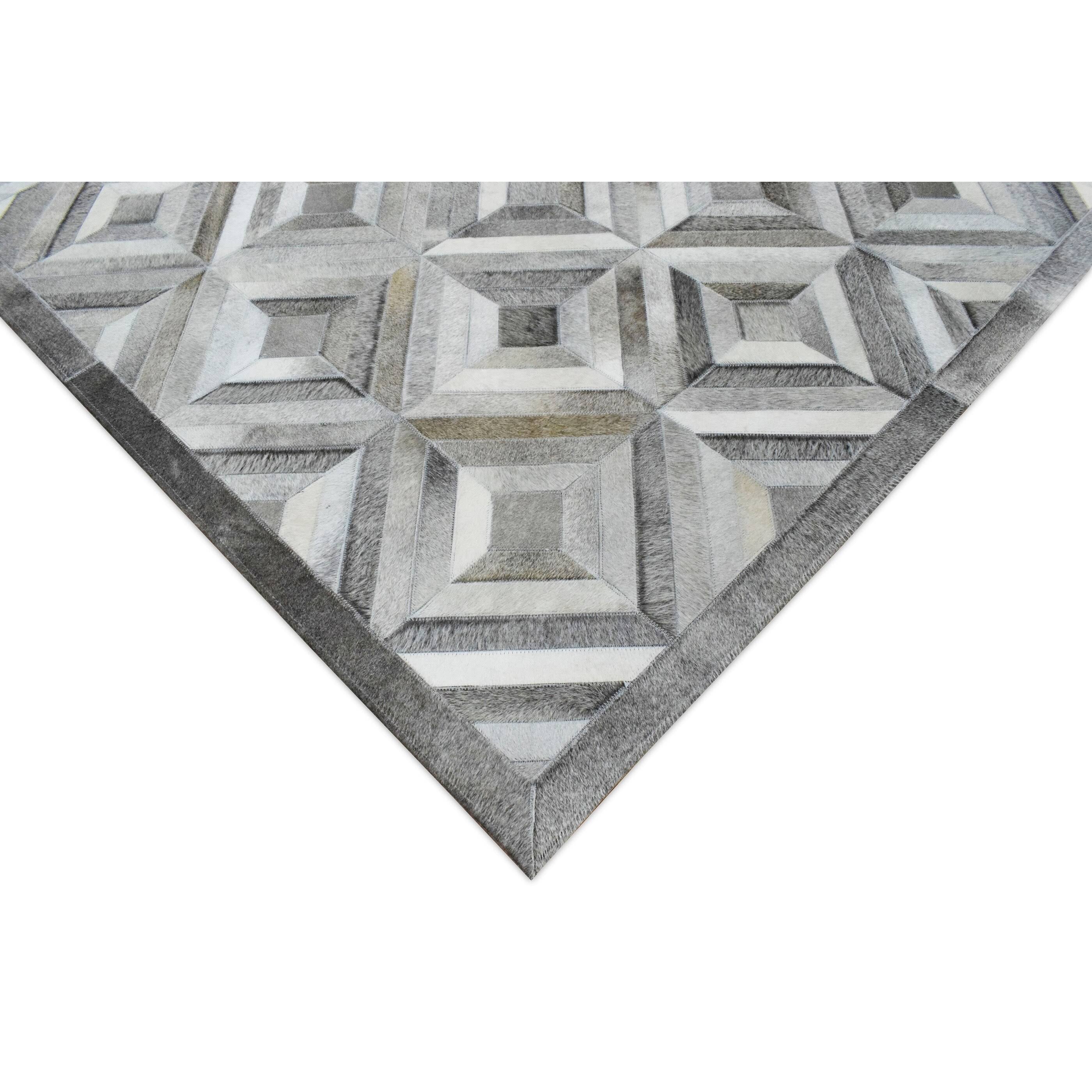 Diamond Design Leather Hairon Patchwork Black - Alef home