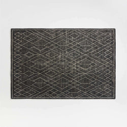 Zero Pile Black Moraccan Design Hand Tufted Rug