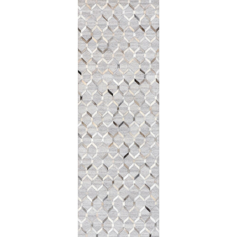 CHEVRON JAICKOT LEATHER & WOOL HANDMADE RUG