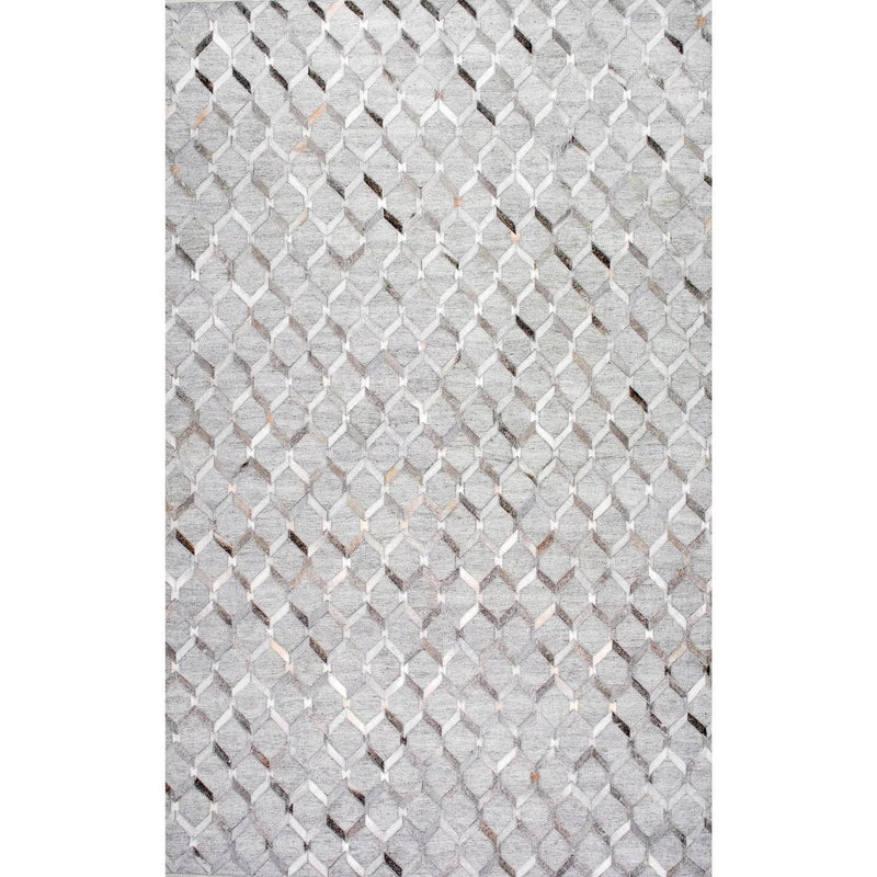 CHEVRON JAICKOT LEATHER & WOOL HANDMADE RUG