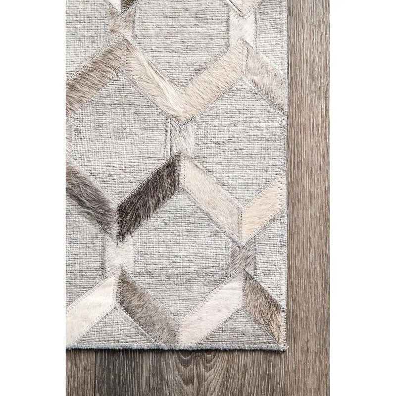 CHEVRON JAICKOT LEATHER & WOOL HANDMADE RUG
