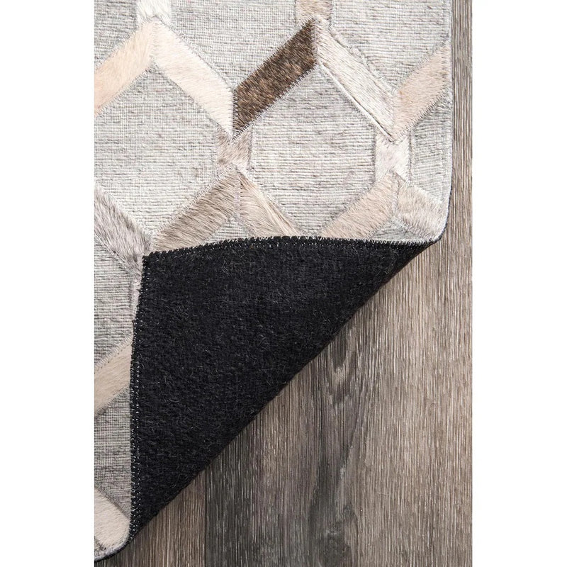 CHEVRON JAICKOT LEATHER & WOOL HANDMADE RUG