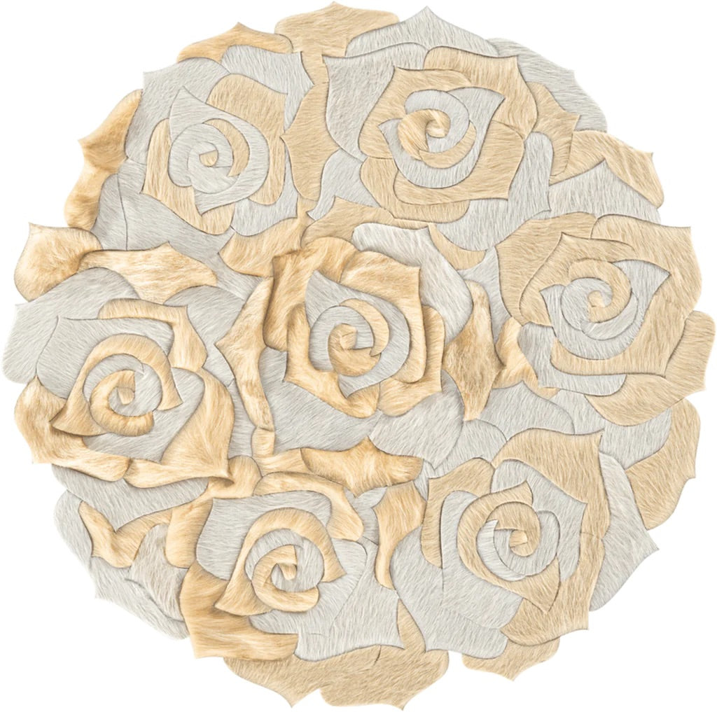 Leather haion Rug Rose Design - Alef home