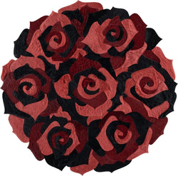 Rose red And Black Leather Rug - Alef home