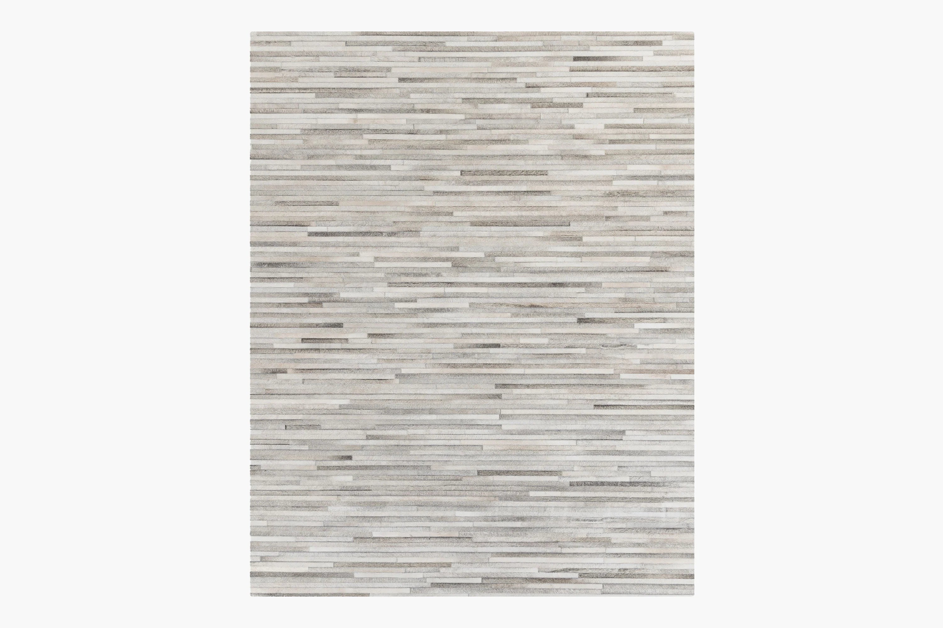 1 INCH STRIPE DESIGN GREY LEATHER PATCHWORK RUG - Alef home