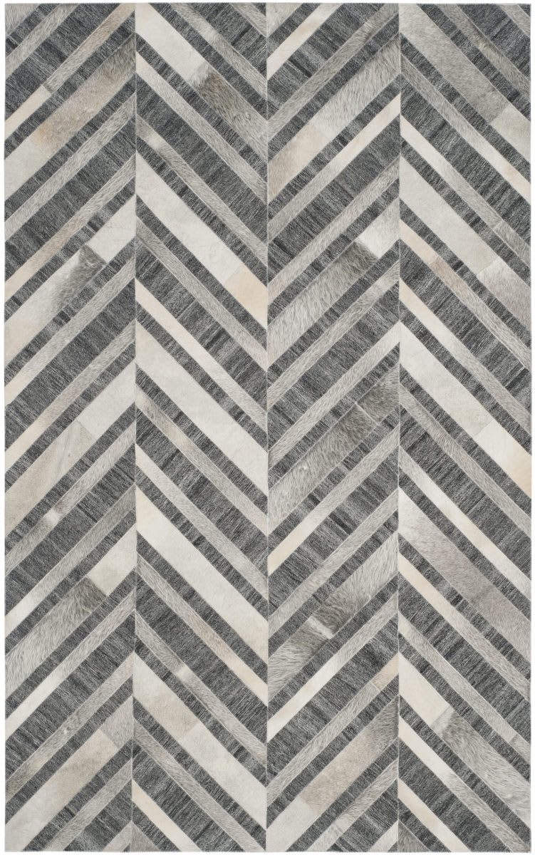 CHEVRON JAICKOT LEATHER & WOOL HANDMADE RUG