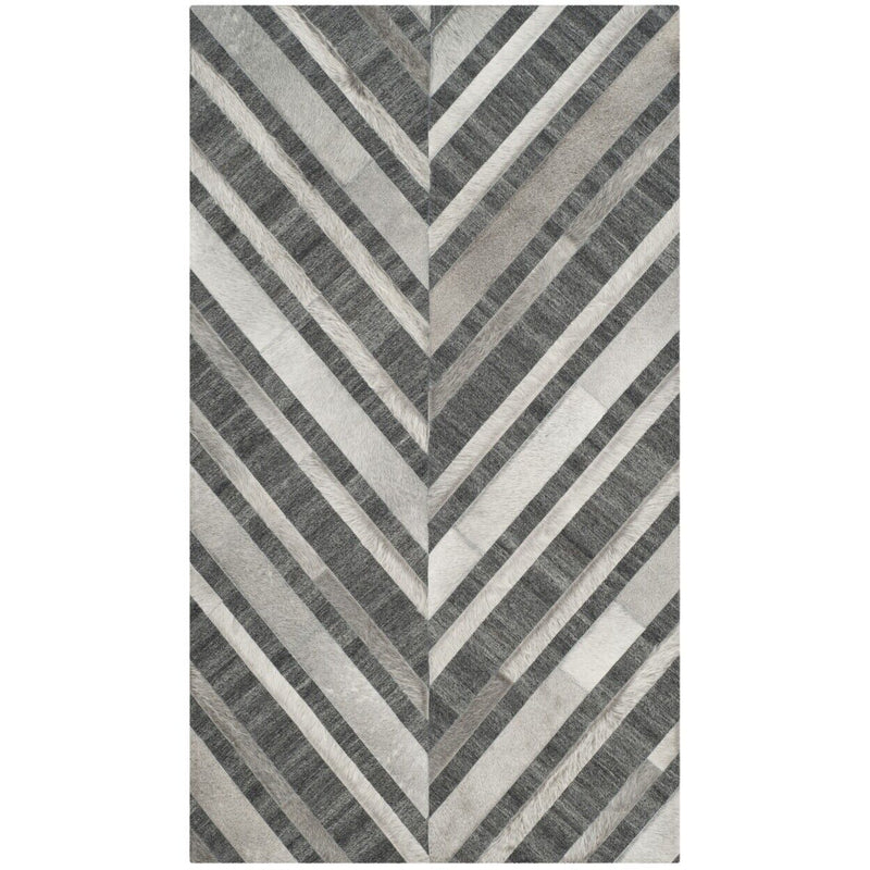 CHEVRON JAICKOT LEATHER & WOOL HANDMADE RUG