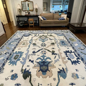 Turkish Oushak Rug ivory And Blue Colour - Alef home