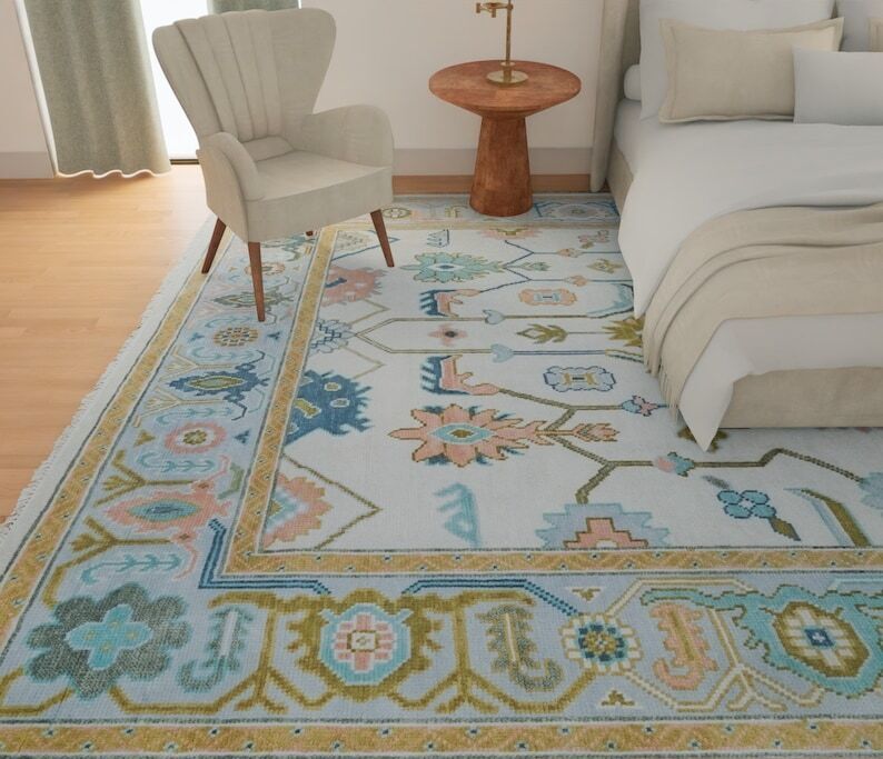 Modern Design Hand Knotted Oushak Rug