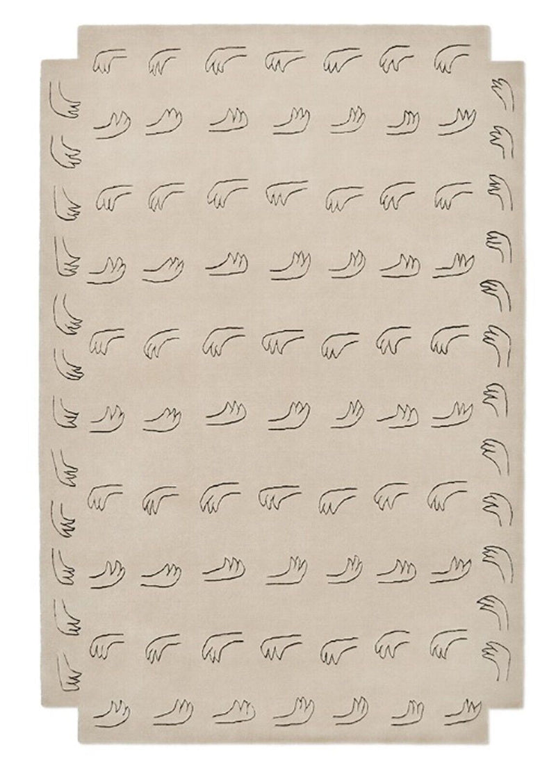 Hand Tufted Rug Erased Pattern Design White And Green