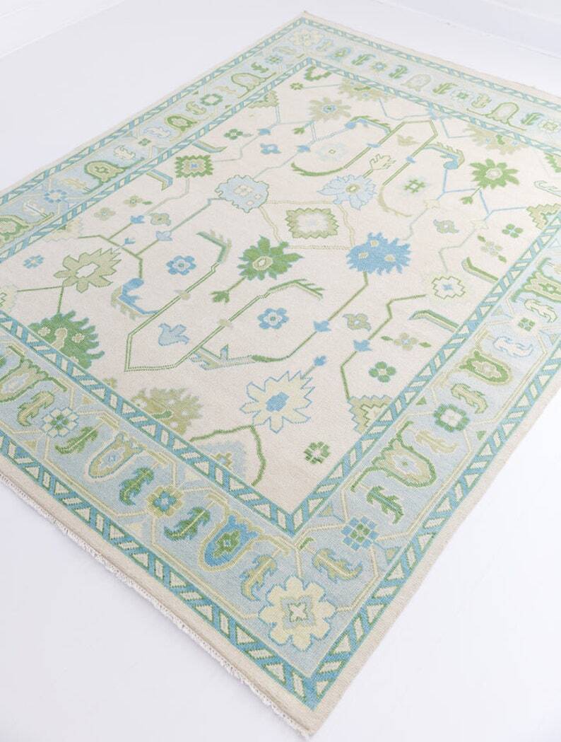 Turkish Oushak Rug Blue - Alef home