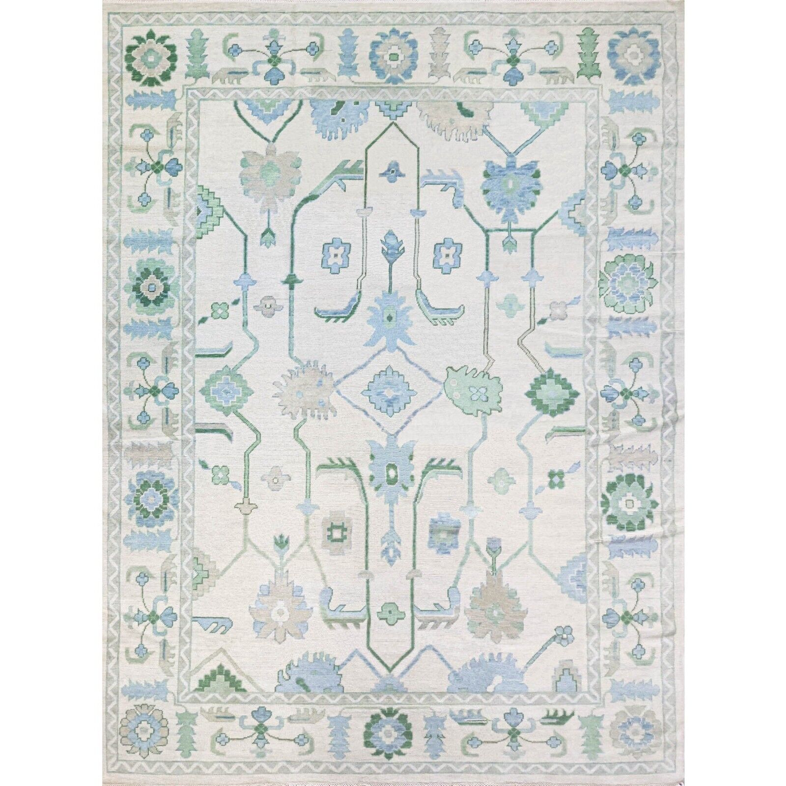 Turkish Oushak Rug Ivory And Green