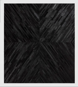 Black Cowhide Patchwork Rug – Handmade Hair-On Leather Geometric Carpet for Modern Luxury Living Room Décor - Alef home