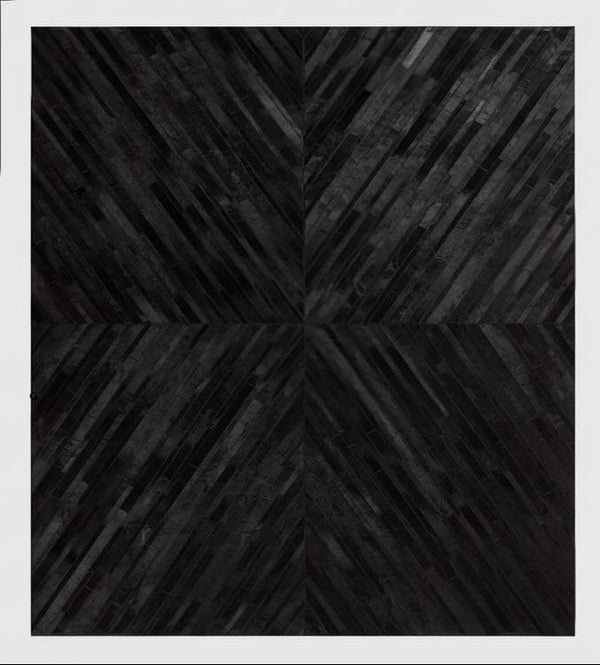 Black Cowhide Patchwork Rug – Handmade Hair-On Leather Geometric Carpet for Modern Luxury Living Room Décor - Alef home